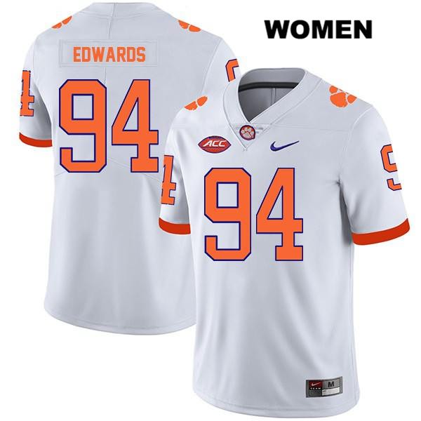 Women's Clemson Tigers #94 Jacob Edwards Stitched White Legend Authentic Nike NCAA College Football Jersey NXQ5446HX